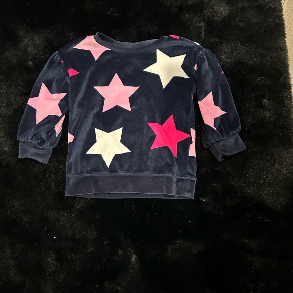 Baby Gap Girls Star Print Velour Sweatshirt Navy Pink White Size 3T